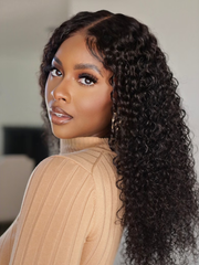 Glueless V Part 0 Skill Needed Beginner Friendly Wig 150% Density Natural Scalp Curly Human Hair Upgrade U part Wig Without Leave out