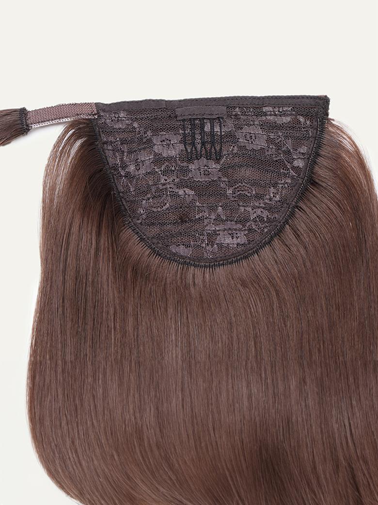 Dark Brown Clip In Ponytail Straight Human Hair Extension