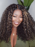 Petaluxe Pre-Cut 6x4.5 Lace Curly Bob Wig With Blonde Piano Highlights 150% Density