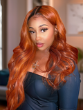 Petaluxe Cinnamon Brunette Loose Wave 13x4 Lace Frontal Wig With Dark Roots