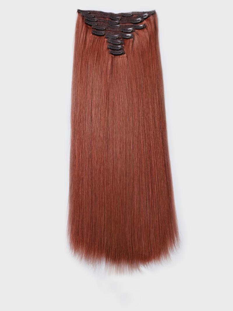 Vibrant Red Human Hair Clip In Extension
