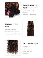Curly Hair With Blonde Highlight Human Hair Weft One Bundle