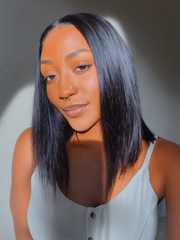 Friday Flash Sale Black Short Bob V Part Straight Natural Hairline Wigs No Leave Out