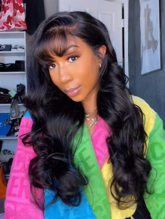 [24''=$129] Petaluxe 13x4 Pre-Everything? Side-Part Fluffy Loose Wave  With Wispy Air Bangs & 7x5 Bye Bye Knots Yaki Straight Drawstring Wig