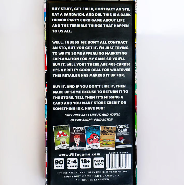 A Game About Adulthood – Darkly Humorous Party Card Game for Adults, Life Simulation, Wealth Building, Retirement & Graveyard Revenge