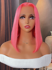 Pink Bob 13x4 Lace Front Straight Human Hair Wig
