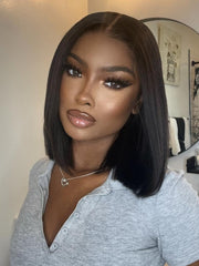 BOGO | Bye Bye Knots Wig 7x5 Glueless Lace Black Yaki Bob Bleached Knots Wig 150% Density