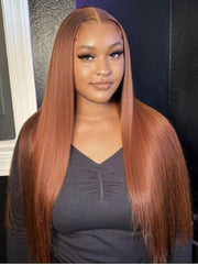 13x4 Pre-Everything Lace Frontal Cowboy Copper Straight Wig