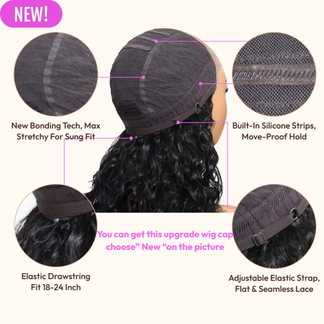 【Bye Bye Slip】Glueless Balayage Highlight Body Wave Wig with Drawstring Pre-cut 7x5 HD Lace Closure Human Hair Wigs with Bleached Knots Friendly for Beginners Summer Wig