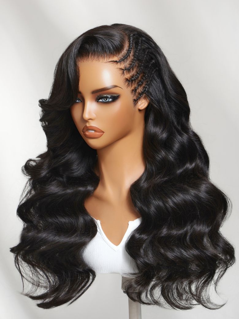 13x4 Pre-Everything? Voluminous Wave Wig with Boho Micro Cornrows Side Braids
