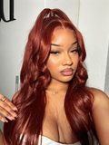 Petaluxe 6x4.5 PreCut Lace Body Wave Wig Copper Brown Put On And Go Lace Air Wig 150% Density