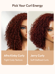 7x5 Bye-Bye Knots™ Wig Glueless Lace Sunset Jerry Curly for Reddish Brown Drawstring Wig With Bleached Knots 150% Density