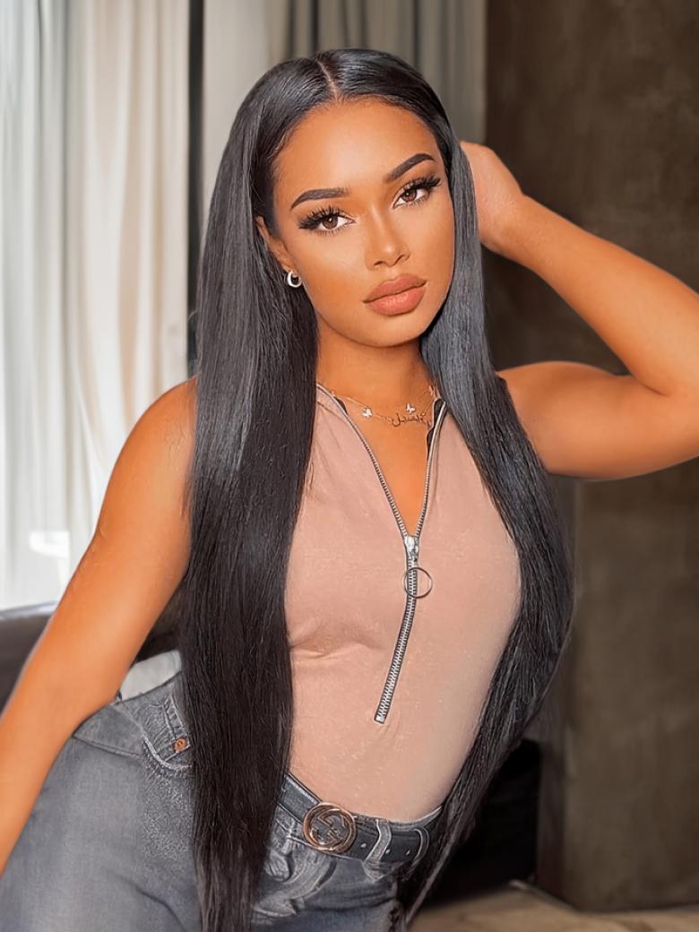 Invisible Skin Melt HD Swiss Glueless Lace 5x5 Straight Closure Wig
