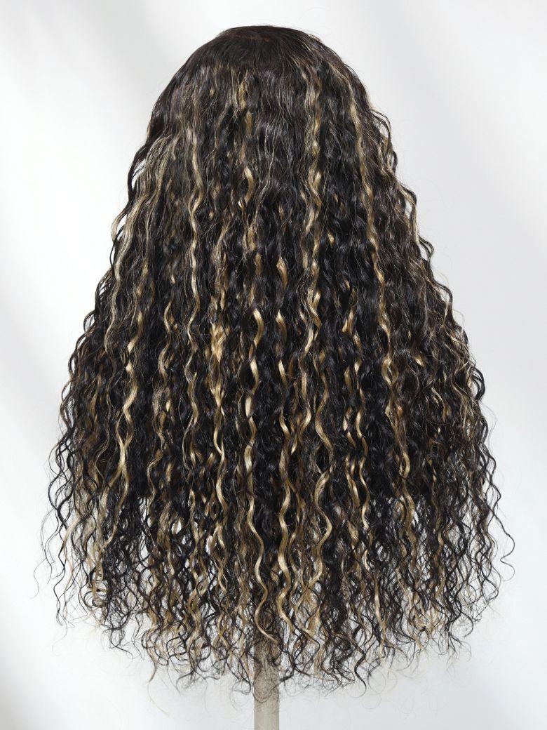 13x4 Pre-Everything? Lace Frontal Chestnut Brown Water Wave Glueless Drawstring Wig