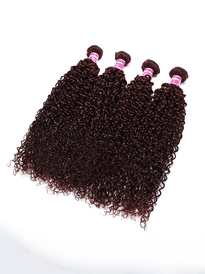 Vibrant Reddish Brown Jerry Curl 4Pcs 100% Remy Human Hair Bundles Deal
