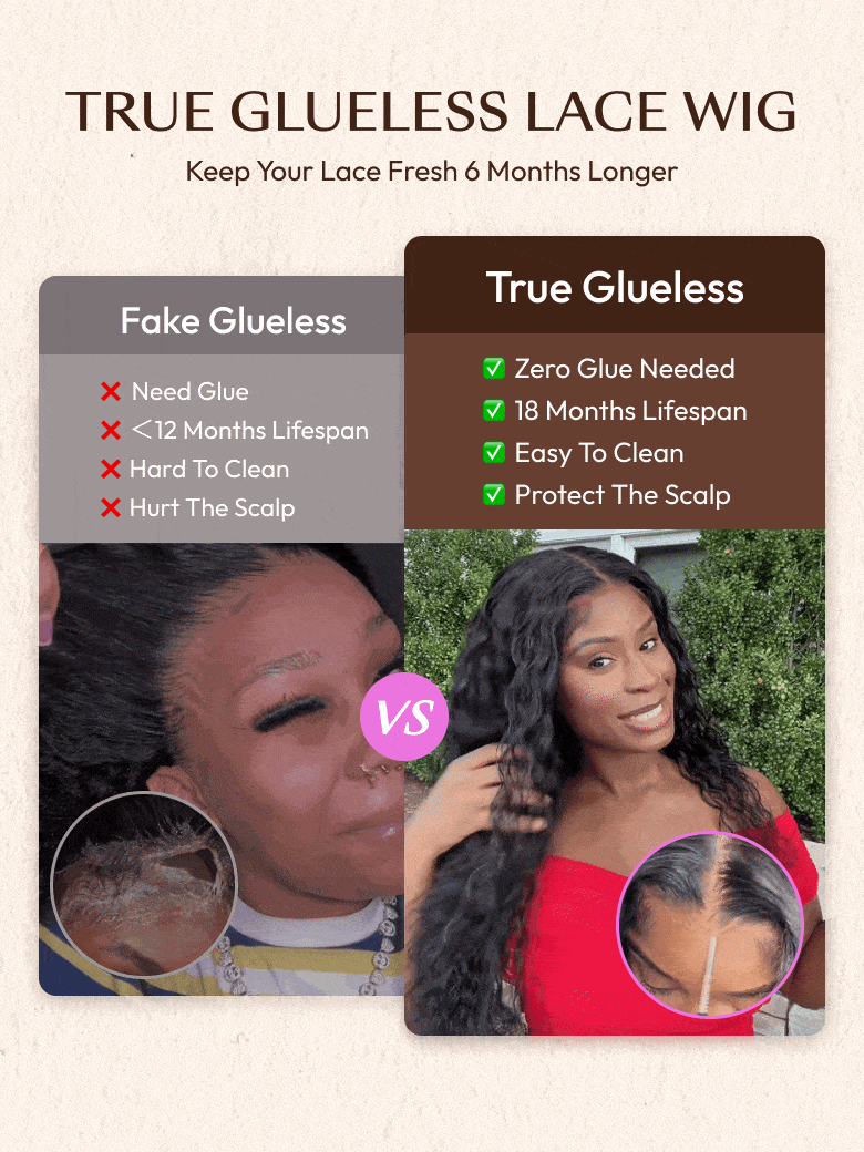 7x5 Bye-Bye Knots? & 13x4 HD Lace Pull & Go Glueless Water Wave With Secure Silicone Strips and Drawstring With Baby Hair