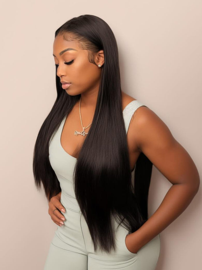 Petaluxe 40 Inch Glueless 5x5 Undetectable HD Lace Closure Wig Straight High Density