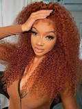 Petaluxe 13x4 Transparent Lace Front Mix Color Jerry Curly Human Hair Wig 150% Density