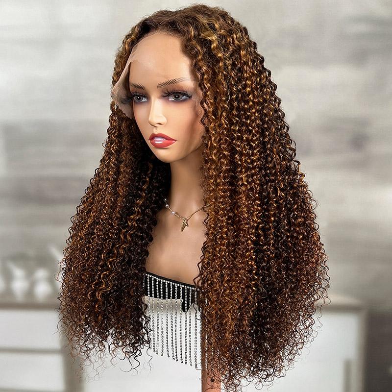 [Free Necklace&Earrings]13x4 Lace Front Toffee Brown Wig With Highlights