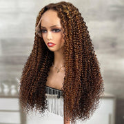 [Free Necklace&Earrings]13x4 Lace Front Toffee Brown Wig With Highlights