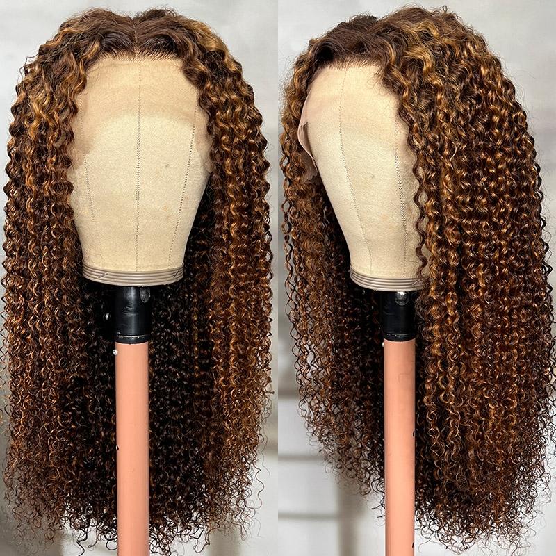 [Free Necklace&Earrings]13x4 Lace Front Toffee Brown Wig With Highlights