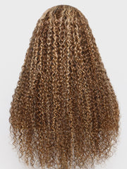 Real Ear To Ear Super Secure 13x4 Lace Frontal Honey Blonde Highlights Jerry Curly Pre-Everything Wig