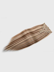 Ash Brown Highlight Human Hair Clip In Extension