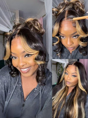 Bye-Bye Knots Wig 7x5 Lace Loose Wave Butterscotch Highlights Brown Wig 150% Density