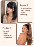 Petaluxe 2 Wigs $114 for 12inch 180% Density 13x4 Lace Front Bob Wig And 22inch Honey Blonde Ponytail