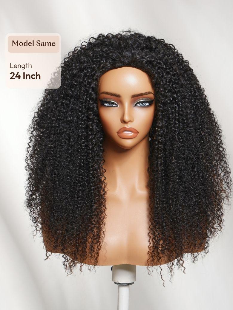 Versatile 2-in-1 Black to Brown Ombre Turn-Around Kinky Curly Half Wig Glueless for Beginners