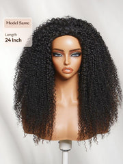Versatile 2-in-1 Black to Brown Ombre Turn-Around Kinky Curly Half Wig Glueless for Beginners