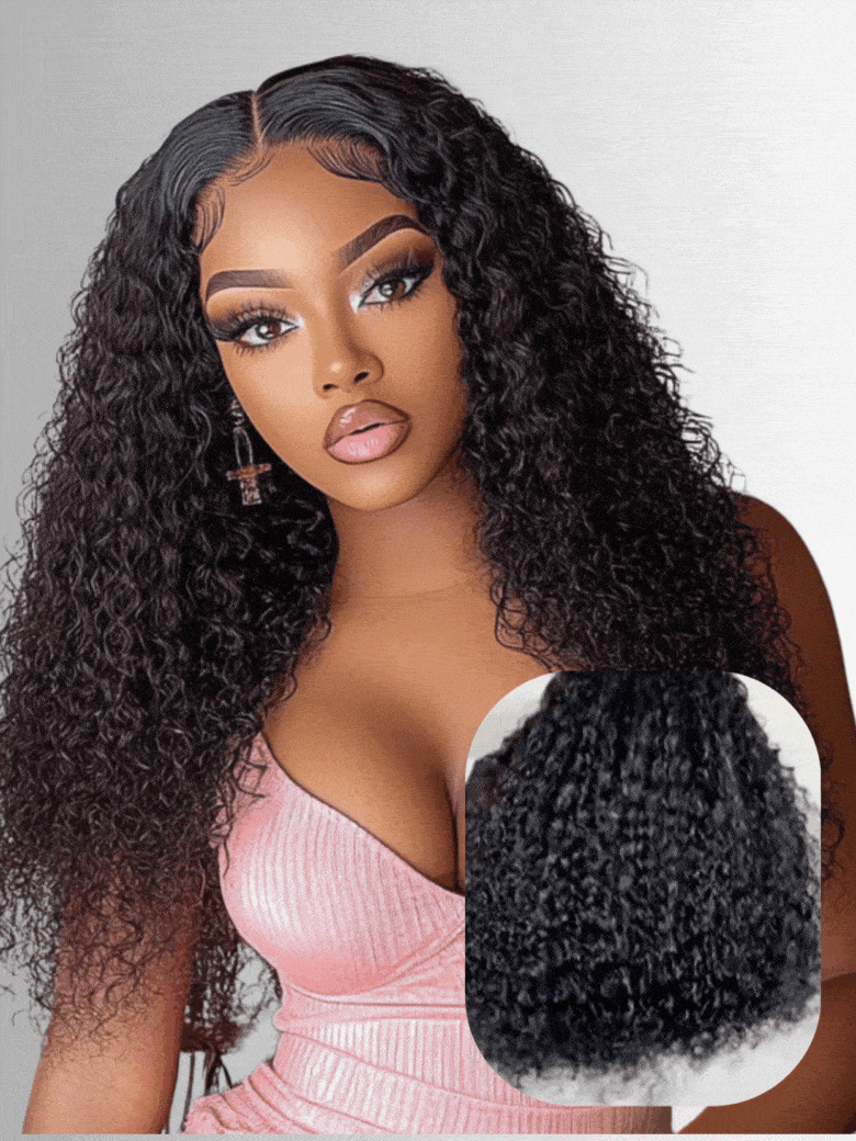 Glueless 7x5 Burmese Curly Wig with Finger Coily Ends 100% Human Hair Black to Chestnut Brown Ombre Bye-Bye Knots? 7x5 Lace Drawstring Wig