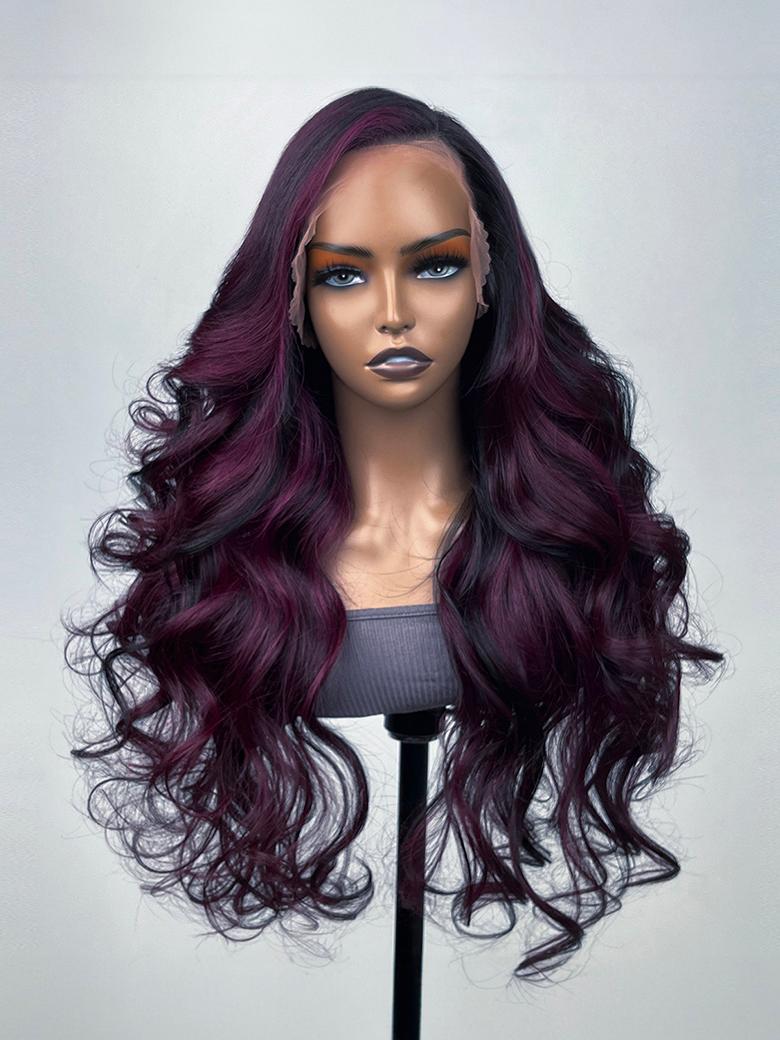 [Lace Wigs From $59] Midnight Dark Purple Ombre Lace Wig Loose Wave Wig 150% Density