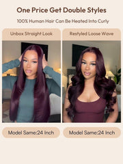 13x4 Bye Bye Slip? Lace Frontal Black Cherry Middle Part Layered Cut Yaki Straight Wig