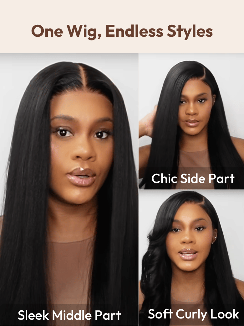 7x5 Bye Bye Knots? Wig Black Yaki Straight Glueless Bleached Knots Wig