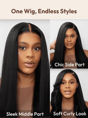 7x5 Bye Bye Knots? Wig Black Yaki Straight Glueless Bleached Knots Wig