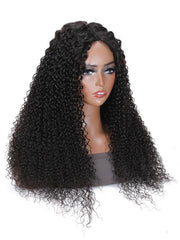 Flash Deal Magic Dry Straight & Wet Curly Wig 2 Styles in 1 V Part Curly Human Hair Black Wig