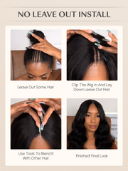 [Down to $55] Bye-Bye Knots 7x5 Natural Lace & V Part Black Yaki Wig with Soft Layers & Pre-Plucked Hairline 150% Density