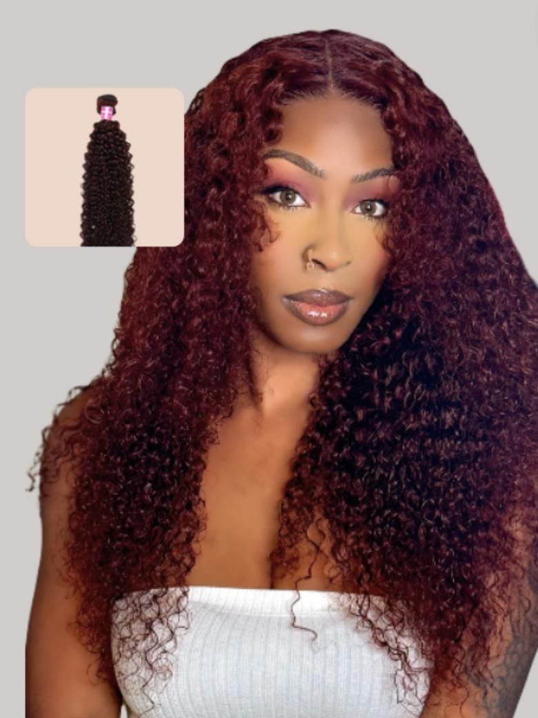 Reddish Brown Jerry Curl 1Pc 100% Remy Human Hair Bundle
