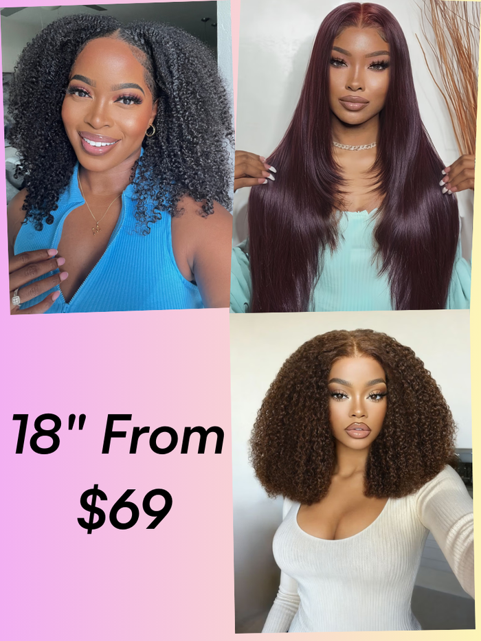 Petaluxe 18"-24" From $69: V part | 7x5 Bye Bye Knots | 13x4 Lace Front Wig