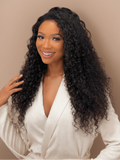 Petaluxe Put On And Go 6x4.5 Pre Cut Lace Curly Black Glueless Air Wig