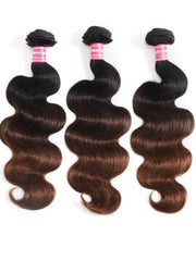 Chestnut Brown Ombre 3 Pcs Body Wave Human Hair Bundles
