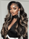 Petaluxe 7x5 Bye-Bye Knots Lace Wig Loose Wave Butterscotch Highlights Brown Wig 150% Density