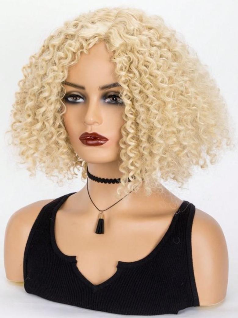 613 Blonde Curly 13x4 Lace Front Pre-Plucked Wig With Baby Hair