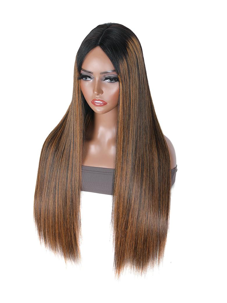 Glueless Straight V Part Wig Balayage Highlights Beginner Friendly Upgrade U Part Wig