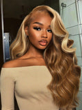 Petaluxe 13x4 Pre-Everything? Lace Frontal Honey Blonde Highlights Fluffy Body Wave Wig