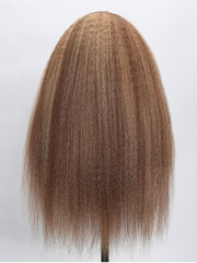 13x4 Lace Front Kinky Straight Honey Blonde Highlights Wig Super Secure Ear To Ear 150% Density Wig