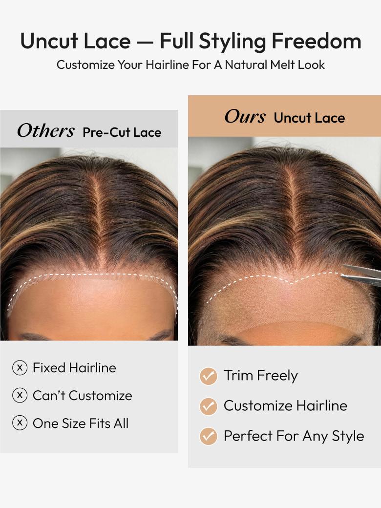 360 HD Lace Pre-plucked Luxury Raw Virgin Hair Caramel Brown With Money Piece Highlights Body Wave Wig
