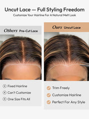 360 HD Lace Pre-plucked Luxury Raw Virgin Hair Caramel Brown With Money Piece Highlights Body Wave Wig