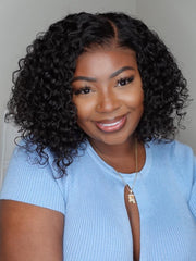 Bye-bye Knots Lace Closure Side Part Wig Short Curly Bob Wig